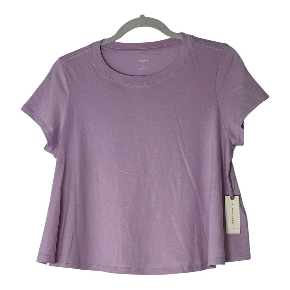 New Maeve X Anthropologie Top women's Small Lilac Stretch Short Sleeve Basic
